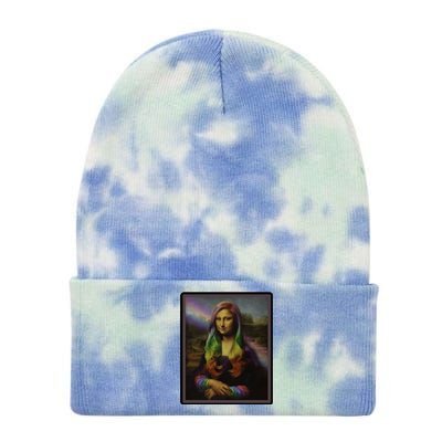 Rainbow Mona Lisa Art Painting Tie Dye 12in Knit Beanie