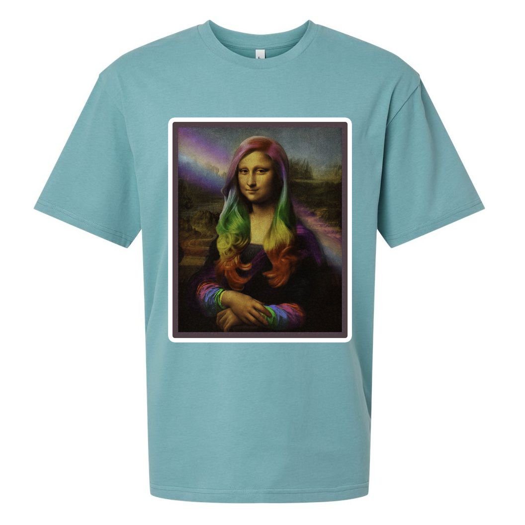 Rainbow Mona Lisa Art Painting Sueded Cloud Jersey T-Shirt