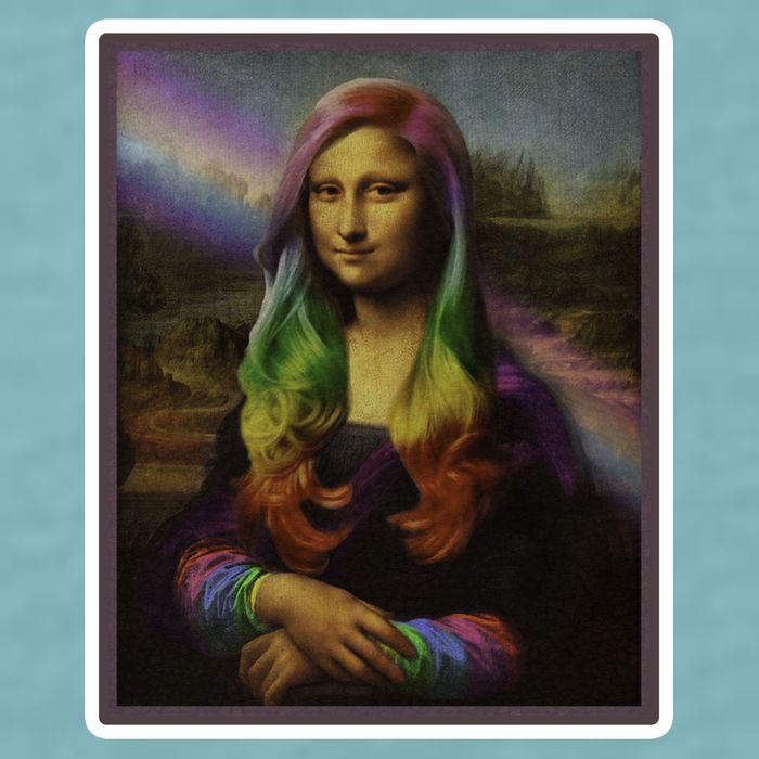 Rainbow Mona Lisa Art Painting Sueded Cloud Jersey T-Shirt
