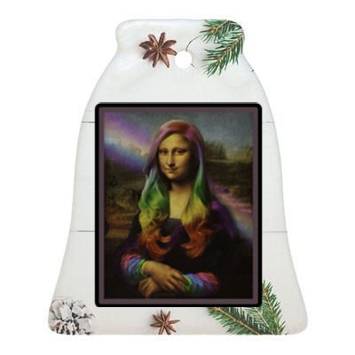 Rainbow Mona Lisa Art Painting Ceramic Bell Ornament