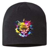 Rainbow Paint Hipster DJ Cat Sustainable Beanie