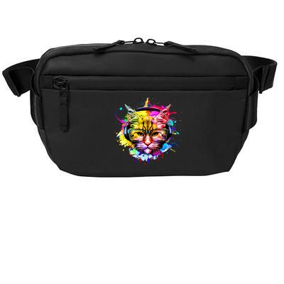 Rainbow Paint Hipster DJ Cat Crossbody Pack