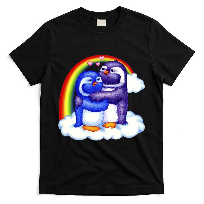 Rainbow Penguin Love Birds T-Shirt