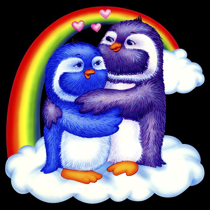 Rainbow Penguin Love Birds T-Shirt