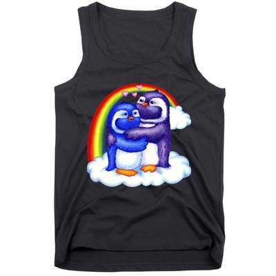 Rainbow Penguin Love Birds Tank Top