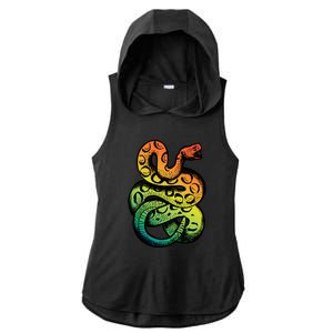 Rainbow Rattlesnake Ladies PosiCharge Tri-Blend Wicking Draft Hoodie Tank