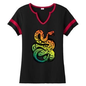 Rainbow Rattlesnake Ladies Halftime Notch Neck Tee