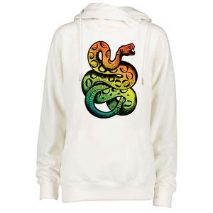 Rainbow Rattlesnake Womens Funnel Neck Pullover Hood