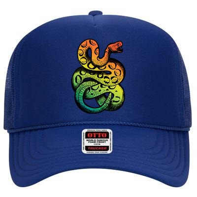 Rainbow Rattlesnake High Crown Mesh Back Trucker Hat