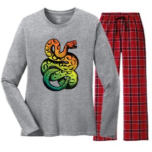 Rainbow Rattlesnake Women's Long Sleeve Flannel Pajama Set 