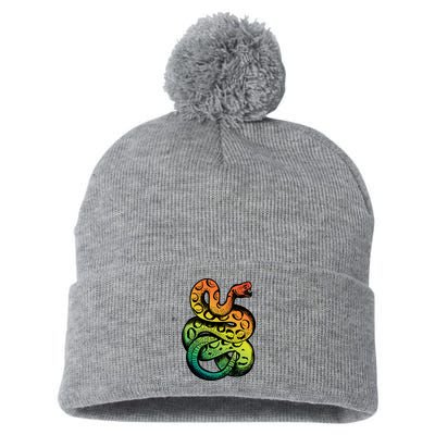 Rainbow Rattlesnake Pom Pom 12in Knit Beanie