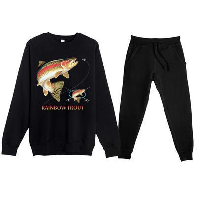 Rainbow Trout Fish Premium Crewneck Sweatsuit Set