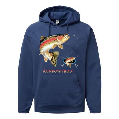 Rainbow Trout Fish Performance Fleece Hoodie