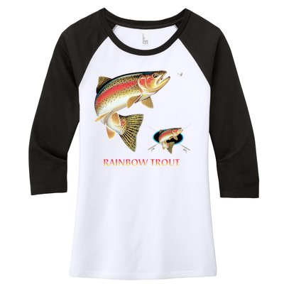 Rainbow Trout Fish Women's Tri-Blend 3/4-Sleeve Raglan Shirt