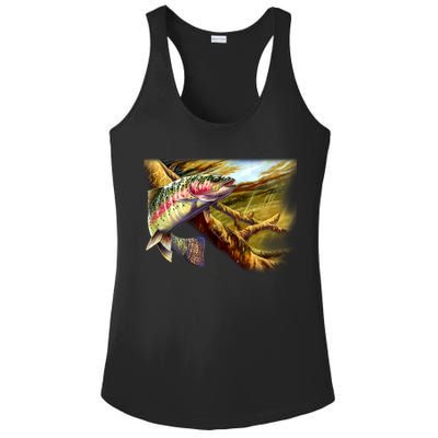 Rainbow Trout Fishing Ladies PosiCharge Competitor Racerback Tank