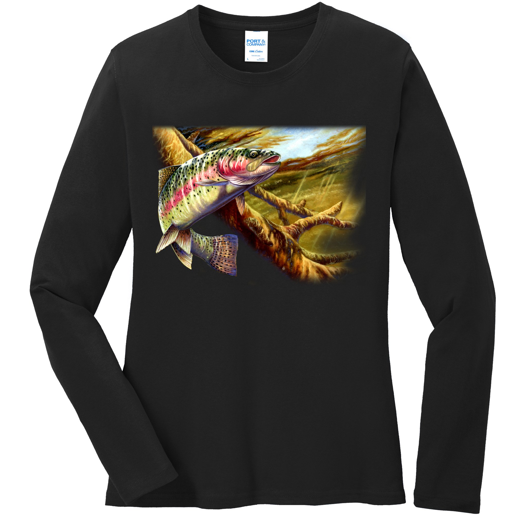 Rainbow Trout Fishing Ladies Long Sleeve Shirt