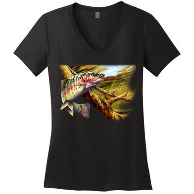 Rainbow Trout Fishing Women's V-Neck T-Shirt