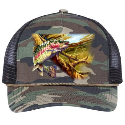 Rainbow Trout Fishing Retro Rope Trucker Hat Cap