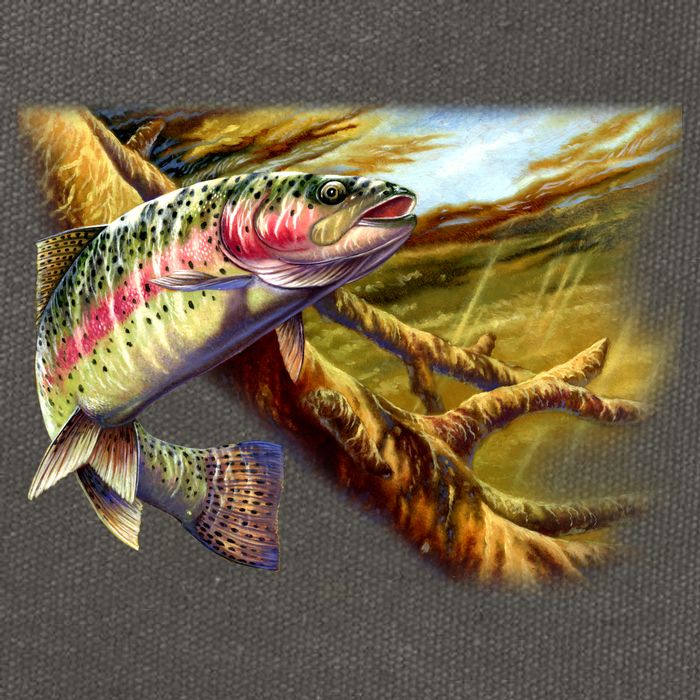 Rainbow Trout Fishing Cotton Canvas Backpack
