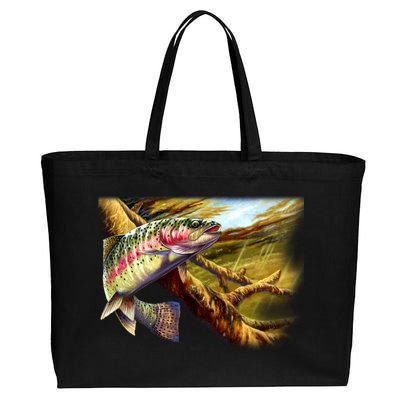 Rainbow Trout Fishing Cotton Canvas Jumbo Tote