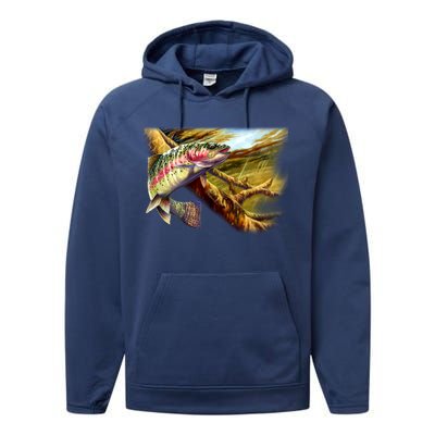 Rainbow Trout Fishing Performance Fleece Hoodie