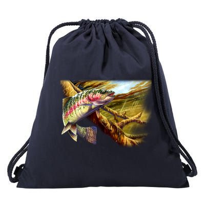 Rainbow Trout Fishing Drawstring Bag