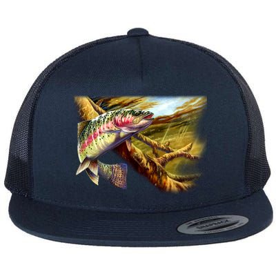 Rainbow Trout Fishing Flat Bill Trucker Hat