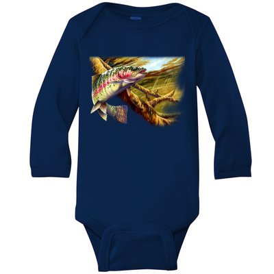 Rainbow Trout Fishing Baby Long Sleeve Bodysuit