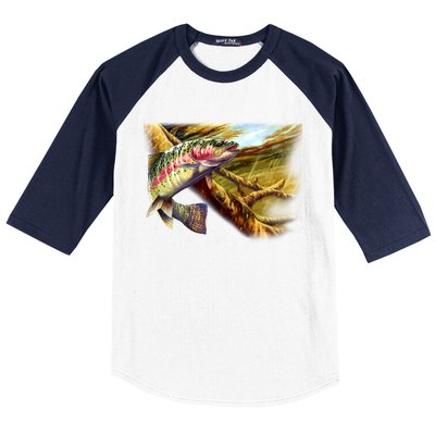 Rainbow Trout Fishing Baseball Sleeve Shirt