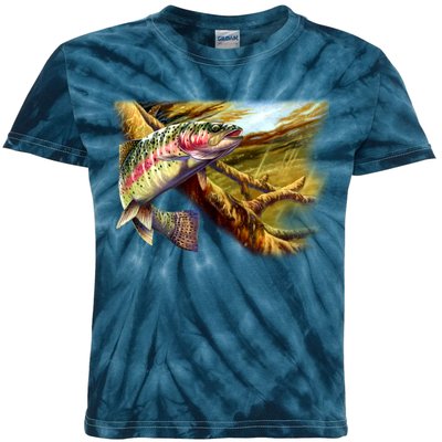 Rainbow Trout Fishing Kids Tie-Dye T-Shirt