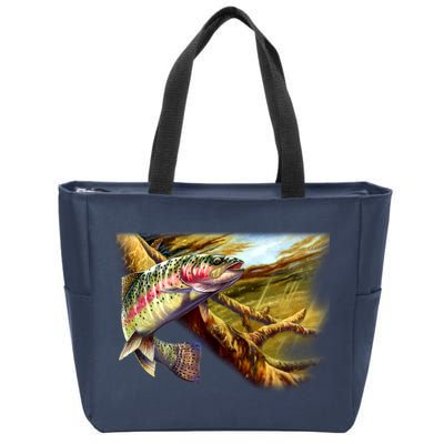 Rainbow Trout Fishing Zip Tote Bag