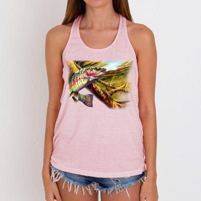 Rainbow Trout Fishing Women's Knotted Racerback Tank