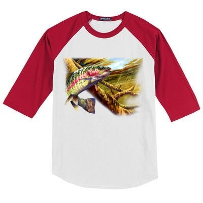 Rainbow Trout Fishing Kids Colorblock Raglan Jersey