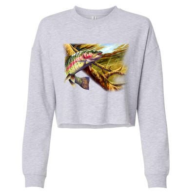 Rainbow Trout Fishing Cropped Pullover Crew