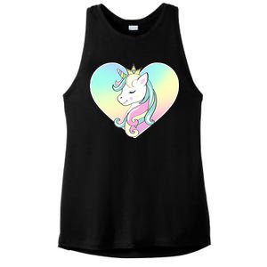 Rainbow Unicorn Heart Ladies PosiCharge Tri-Blend Wicking Tank