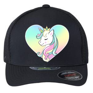 Rainbow Unicorn Heart Flexfit Unipanel Trucker Cap