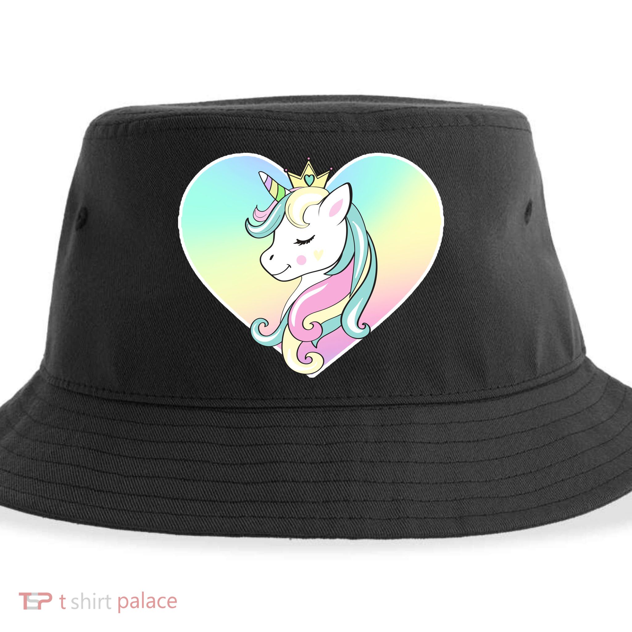 Rainbow Unicorn Heart Sustainable Bucket Hat