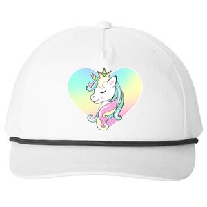 Rainbow Unicorn Heart Snapback Five-Panel Rope Hat