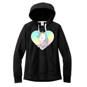 Rainbow Unicorn Heart Women's Fleece Hoodie