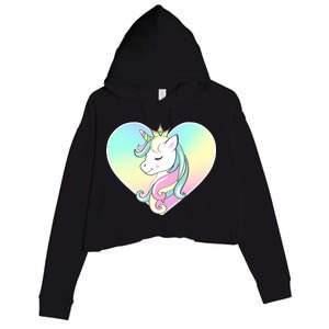 Rainbow Unicorn Heart Crop Fleece Hoodie