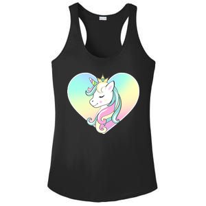 Rainbow Unicorn Heart Ladies PosiCharge Competitor Racerback Tank