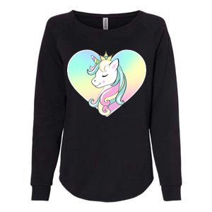 Rainbow Unicorn Heart Womens California Wash Sweatshirt