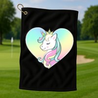 Rainbow Unicorn Heart Golf Towel