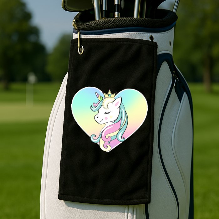 Rainbow Unicorn Heart Golf Towel