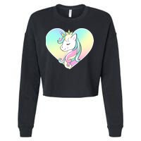 Rainbow Unicorn Heart Cropped Pullover Crew