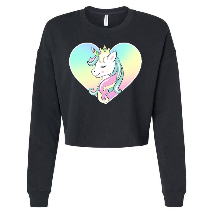 Rainbow Unicorn Heart Cropped Pullover Crew