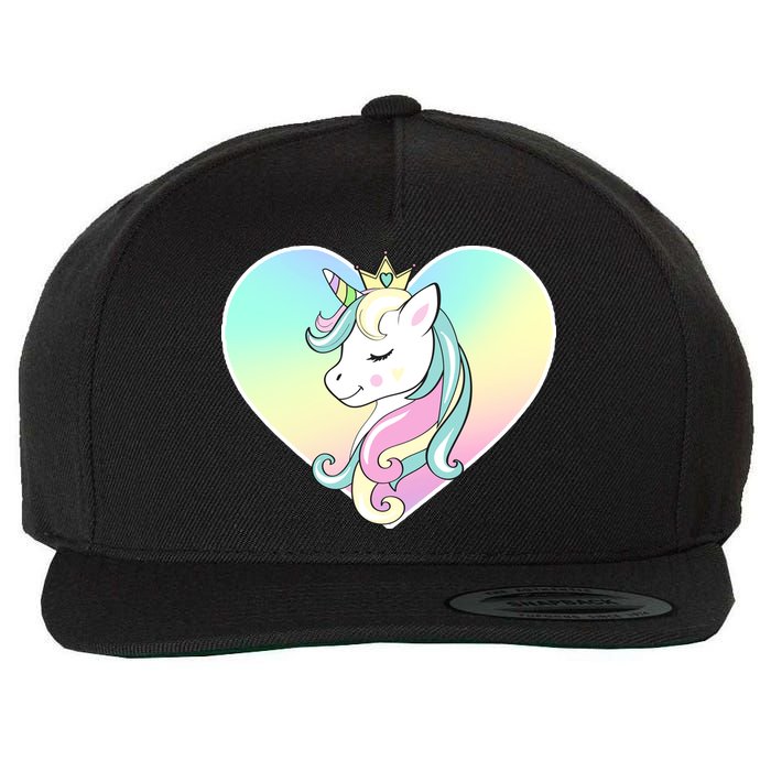 Rainbow Unicorn Heart Wool Snapback Cap