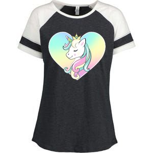 Rainbow Unicorn Heart Enza Ladies Jersey Colorblock Tee