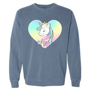 Rainbow Unicorn Heart Garment-Dyed Sweatshirt