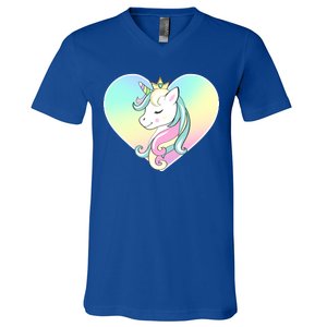 Rainbow Unicorn Heart V-Neck T-Shirt